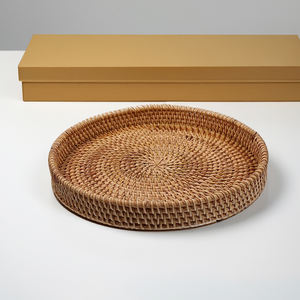 Elegantes Bandejas Redondas de Bambú Vietnamita Ecológicas, Bandeja de Servicio Hecha a Mano con Diseño de Ratán para Cafetería y Decoración del Hogar-SR2071 - Product Image 2