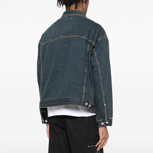 Abrigos pesados de utilidad personalizados para hombre, chaqueta vaquera clásica, decoración con botones, abrigo de gran tamaño, Chaqueta vaquera azul lavada Vintage para hombre - Product Image 4