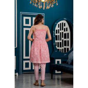 Vestido pakistaní kurta con estampado floral rosa para mujer, con pantalones y dupatta, para fiestas, salwar kameez indio - Product Image 2
