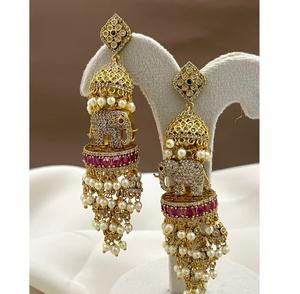 Exclusivos Aretes de Alta Calidad Chapados en Oro con Piedras de Aspecto Tradicional, Colecciones para Bodas y Festivales para Mujeres y Niñas - Product Image 1