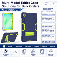 Housse de tablette hybride 3 couches PC silicone avec béquille pliable pour Samsung Galaxy Tab A9 A11 A9+ A11+ A8 A7 S6 Lite S9 FE S10 FE
