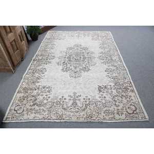 Tapis vintage 5,7 x 8,8 pieds, tapis, tapis marocain blanc en laine - Product Image 1