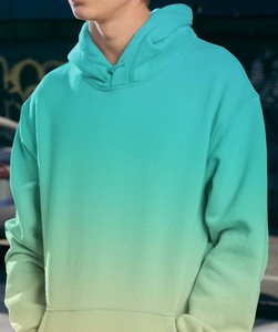Unisex <b>Men</b> and Women Aesthetic Cotton Fleece Hooded Sweatshirt Blue <b>Green</b> Ombre Gradient <b>Tie</b> Dye Zipper Pocket <b>for</b> Winter - Product Image 4