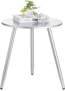 Table Petite Ronde: Tables d'appoint modernes en argent pour salon Table basse pour chambre à coucher Mini Table circulaire Support pour plantes Petit espace - Product Image 4