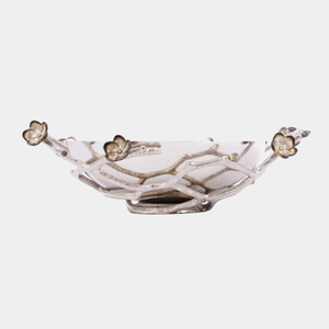 Cuenco decorativo para servir alimentos con acabado de metal plateado de primera calidad Diseño elegante con base de rama al precio más bajo - Product Image 4