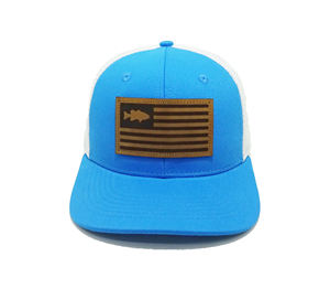 American 6 Panels Mid Profile Trucker Hat Custom Engraved Logo Leather Patch OEM Fishing <b>Hook</b> Style Sports Casual <b>Outdoor</b> Common - Product Image 1