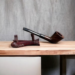 Pipa de Fumar de Madera Curvada de Estilo Lujoso para Cigarros y Tabaco, Acabado Natural, Hecha a Mano, Reutilizable - Product Image 3