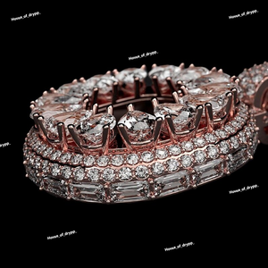 Moissanite Tennis Necklace With Round Halo Pendant 925 Silver <b>Iced</b> Out Diamond Look Luxury <b>Chain</b> Jewelry - Product Image 4