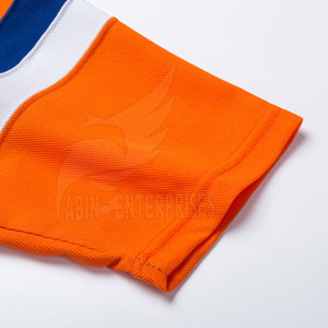 Maillot de hockey sur glace personnalisé épais pour homme, manches longues, col en V, rayures bleues et orange, en polyester anti-humidité - Product Image 5