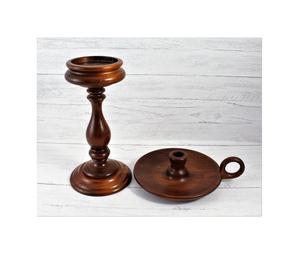 เชิงเทียนไม้เนื้อแข็งที่มีการออกแบบที่หรูหราสำหรับการตกแต่งแสงที่โรแมนติกและการตกแต่งที่ราบรื่นทำด้วยมือ - Product Image 2