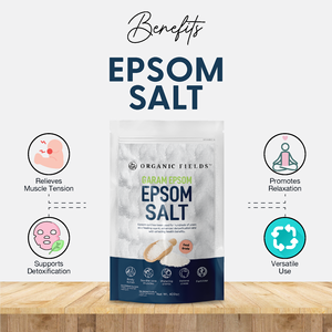 ORGANIC FIELDS 400g Sel d'Epsom Naturel en Cristaux Exfoliant Nettoyant Poudre Minérale Corporelle Aromatique - Product Image 5