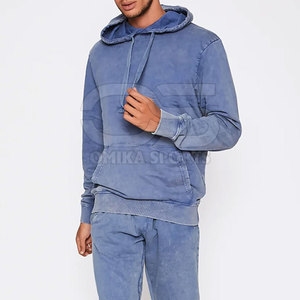 เสื้อฮู้ดผู้ชายผ้าฝ้ายผสมซักกรดพร้อมกระเป๋าด้านหน้าและกระเป๋าเสื้อผ้าซักซักแล้ว - Product Image 1