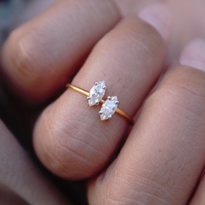 1กรัมทอง Moissanite Marquise รูปร่างหินแหวนที่มีน้ำหนักเบาของขวัญสำหรับเธอ - Product Image 2