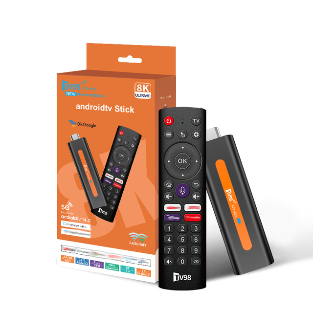New Fire TV Stick TV98 ATV H618 2GB RAM 16GB ROM Android14 8K HD Streaming Media Player with BT Voice Remote TV Set-Top Box