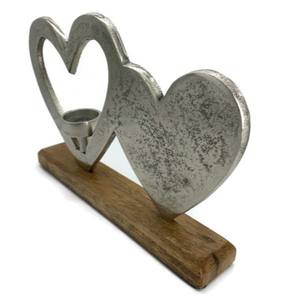 Portavelas con forma de corazón para decoración del hogar Base de madera - Product Image 1