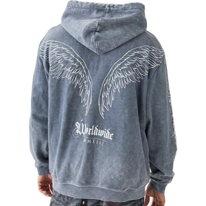 เสื้อฮู้ดดี้สตรีทแวร์พรีเมียมแบบใหม่ แห้งเร็ว ผ้าเปล่า สไตล์วินเทจ สองชั้น ล้างสีแบบแอซิด ระบายอากาศได้ดี ดีไซน์ทำเก่า สำหรับผู้ชาย - Product Image 3