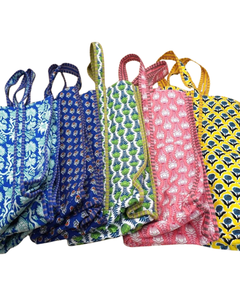 Bolsa de Mano Acolchada Ecológica de Algodón 100% Premium ATITHI ART, Cierre de Cremallera, Logotipo Personalizable, Bolsa de Compras Reutilizable, Rajastán - Product Image 1