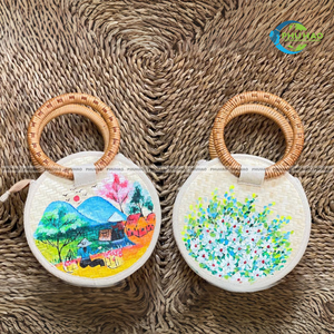 Natural BAMBOO <b>HANDBAG</b> with Cotton <b>Liner</b> Summer Ladies Bag for Women Vietnam Fashion Meets Sustainability - Product Image 4