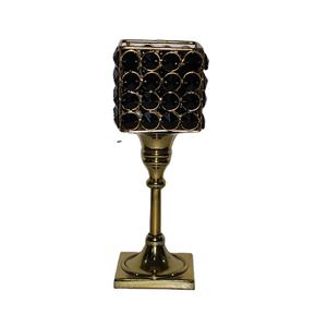 Candelabro de cristal negro en aluminio metálico con acabado elegante perfecto para una impresionante decoración de bodas y exhibición de velas - Product Image 1