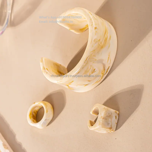 Handmade Fashion Jewelry Resin Bangle <b>Set</b> with Finger Ring Modern Resin Bangle <b>for</b> <b>Girls</b> Wedding Jewelry Resin Bracelet - Product Image 2