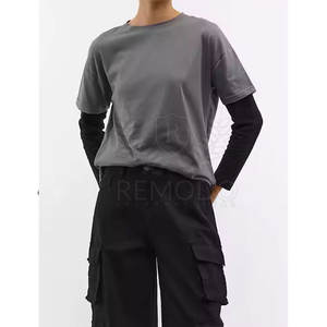 Camiseta de doble capa de Venta caliente, camiseta transpirable de doble capa, ropa de calle cómoda para mujer, camisetas de doble capa - Product Image 4