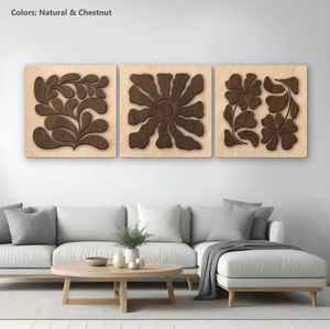 Tenture murale en bois faite à la main de qualité supérieure sur le thème des animaux, avec des motifs d'éléphant, de paon ou de vache pour un décor culturel et ethnique - Product Image 1