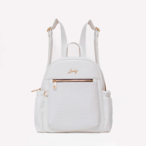 Mochila Moderna para Mujer Premium con Cierre de Cremallera en Cuero Sintético y Croco, y Bolsillos Organizados en el Interior y Exterior - Blanca - Product Image 2