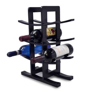 Support à bouteilles en fer finition noire, parfait pour une décoration élégante de cuisine, accessoires de bar et organisation des bouteilles - Product Image 1