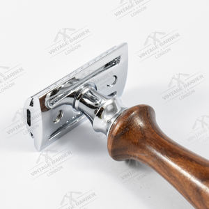 Classic Men's Plastic-Free Safety <b>Razor</b> with Wooden Handle for Bikini Body <b>Head</b> Leg Armpit Shaving - Product Image 2
