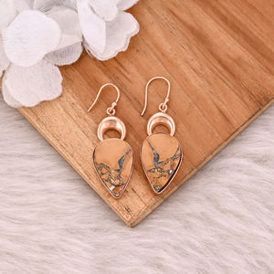 Boucles d'oreilles plaquées or rose à la mode, boucles d'oreilles en jaspe Malinga, boucles d'oreilles bohèmes tendance, fabricant en gros - Product Image 2