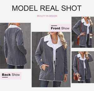 Chaqueta vaquera cálida de invierno para mujer, forro de lana con cuello levantado, abrigos vaqueros Sherpa, prendas de vestir exteriores más gruesas con bolsillos - Product Image 5