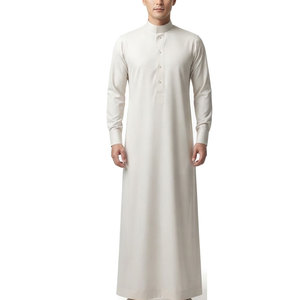New Arrival Saudi Classic Cotton <b>Thobe</b> with Regular Fit Long Sleeves Front Button Design Casual Simple Daily Wear Special Events - Product Image 1