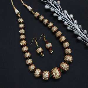 Jadau Meenakari, collar de cuentas tradicionales, conjunto de joyería fina elegante - Product Image 1