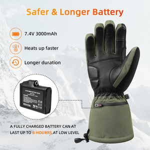 Guantes de Esquí Calefactables SAVIOR Verdes de 7.4V y 3000mAh para Exteriores, con Cinta Reflectante y Función para Limpiar la Nariz, Recargables - Product Image 2