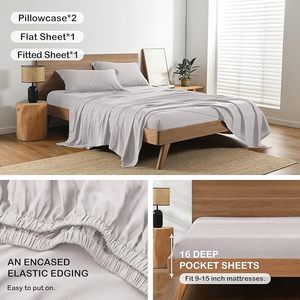 Tùy Chỉnh 100% Tre Đồng Bằng Bộ Đồ Giường Khách Sạn Thiết Lập Mượt Mềm Phẳng Được Trang Bị Tấm Thoáng Khí OEKO-TEX Chứng Nhận 400TC Tất Cả Các Mùa 4 - Product Image 4