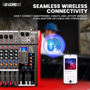 5 Core Audio Mixer 8 Channel DJ Equipment with <b>Bluetooth</b> <b>USB</b> Sound Board Console - Product Image 3