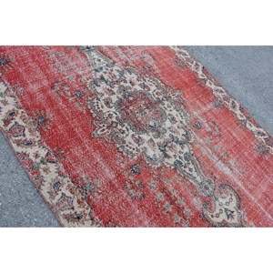 Antiguo rojo Beige 5,3X9,4 pies de lana alfombra de área grande Vintage turco Patchwork diseño látex sala de estar decoraciones tejido plano - Product Image 5