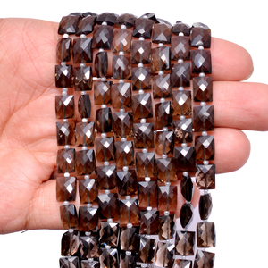 AAA + Cuarzo ahumado natural 7x9mm Facetado Chicklet Briolette Beads | Cuentas de fantasía sueltas con forma de rectángulo de piedras preciosas de cuarzo ahumado marrón - Product Image 2