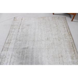 พรมวินเทจ, พรมตุรกีขนาด 5.3x8.2 ฟุต, พรมขนสัตว์สีขาวเทาสไตล์ตะวันตกเฉียงใต้ - Product Image 5