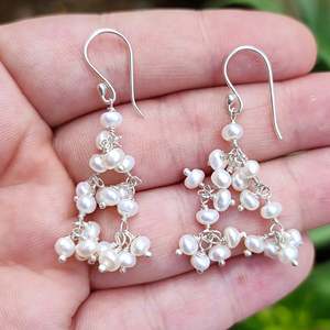 Navya Craft 925 Sterling Silver Freshwater Pearl Handmade Dangle Earrings Christmas Valentine's Day Gift for Women for <b>Wives</b> - Product Image 5
