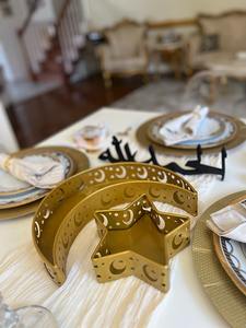 Bandeja de Metal de Luna y estrella de Ramadán, Ideal para servir dátiles, frutas secas, perfecta para Decoración de mesa Iftar y regalos Eid DE LA India - Product Image 4