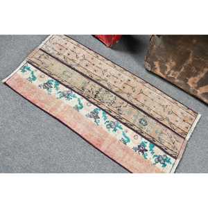 1.8x3.8 ft Rug, Turkish Rug, Vintage <b>Brown</b> <b>Wool</b> Animal Print Rug - Product Image 4