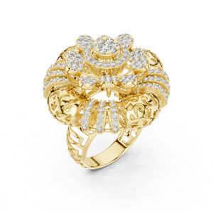 แหวนเพชรทรงกลมสีขาวทอง 14K สำหรับผู้หญิง |   เครื่องประดับสำหรับใส่ทำงาน |   เพชรที่เพาะเลี้ยงใหม่ - Product Image 4