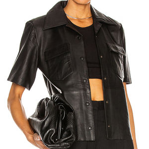 Chemises en cuir pour femmes de haute qualité, vêtements décontractés, logo personnalisé sur le devant, prix de gros bon marché, chemises en cuir pour femmes - Product Image 4