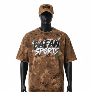 Camiseta de Hombre 100% Algodón, Camiseta de Algodón Premium con Lavado Ácido, 240 GSM, Tejido Grueso, Color Marrón, Corte Holgado con Logotipo Serigrafiado - Product Image 6