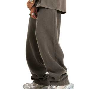 Pantalon en toile décontracté à taille mi-haute et jambes larges pour homme, pantalon de survêtement en lin personnalisé, pantalon évasé, pantalon baggy, imperméable, respirant - Product Image 3