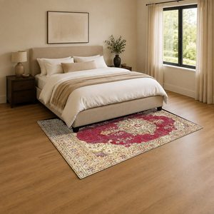 Tapis RUGS DEPOT LXDP-0665 en gros, rouge bordeaux, patchwork vintage, imprimé numériquement, lavable en machine, chenille, antidérapant - Product Image 3