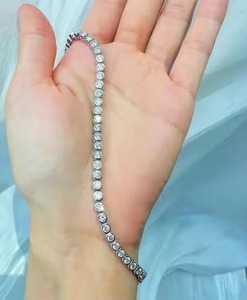 18k White Gold Plated Round Cut Bezel Moissanite Bracelet Certified VVS1 Diamond Tennis Bracelet Moissanite Bracelet Men - Product Image 3