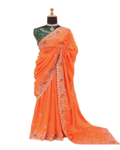 Nouveau concepteur de femmes imprimé fleuri Georgette Saree pour mariage vêtements ethniques décontracté tenue quotidienne pour l'exportation mondiale - Product Image 1
