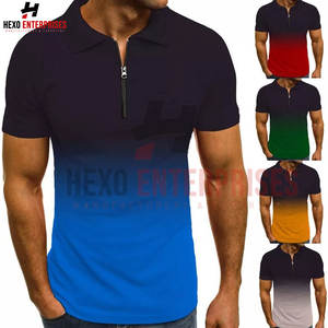 Hot Sale Men's 100% Cotton Half-<b>Zip</b> T-<b>Shirt</b> Custom Logo Best Selling Solid Pattern OEM Service Wholesale Price - Product Image 6